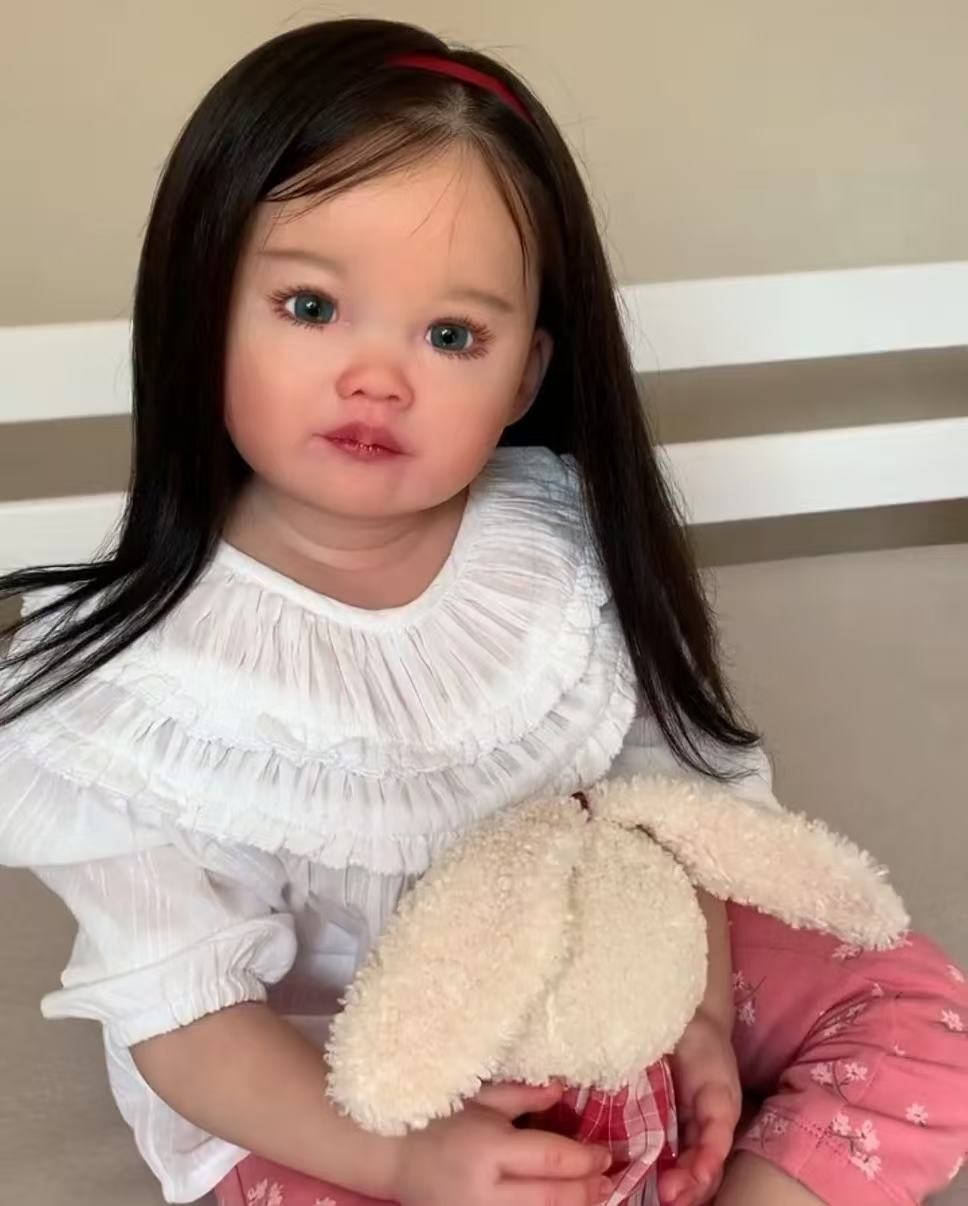 30″ Pretty Girl Reborn Baby Doll Kit Rooted Long Straight Hair Realistic Toddler