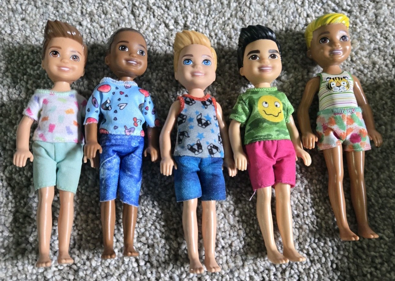 Barbie Set 5 Club Chelsea Boy Dolls Tommy Darrin Ryan Blond Brown Black Hair