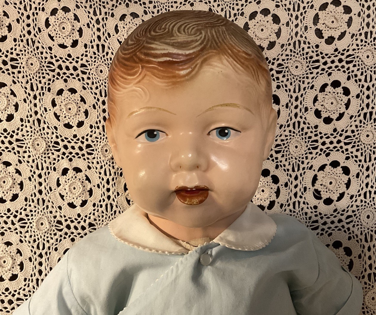 ANTIQUE COMPOSITION & CLOTH LIFE SIZE MANNEQUIN STORE DISPLAY BABY BOY DOLL RARE