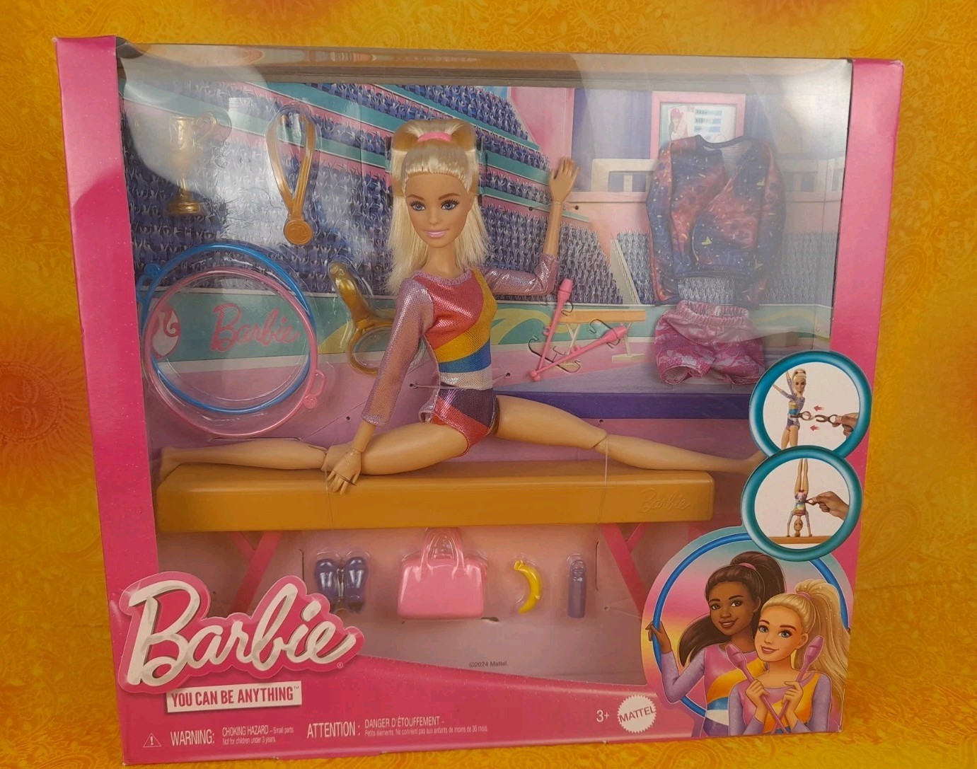 Barbie Gymnast Doll Playset With Beam Accessories & Outfit Changes Blonde Hair