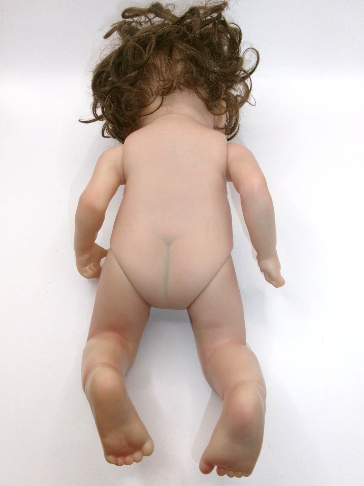 Reborn Baby Doll Sleeping Brunette Curly Hair Eyelashes 12 inches