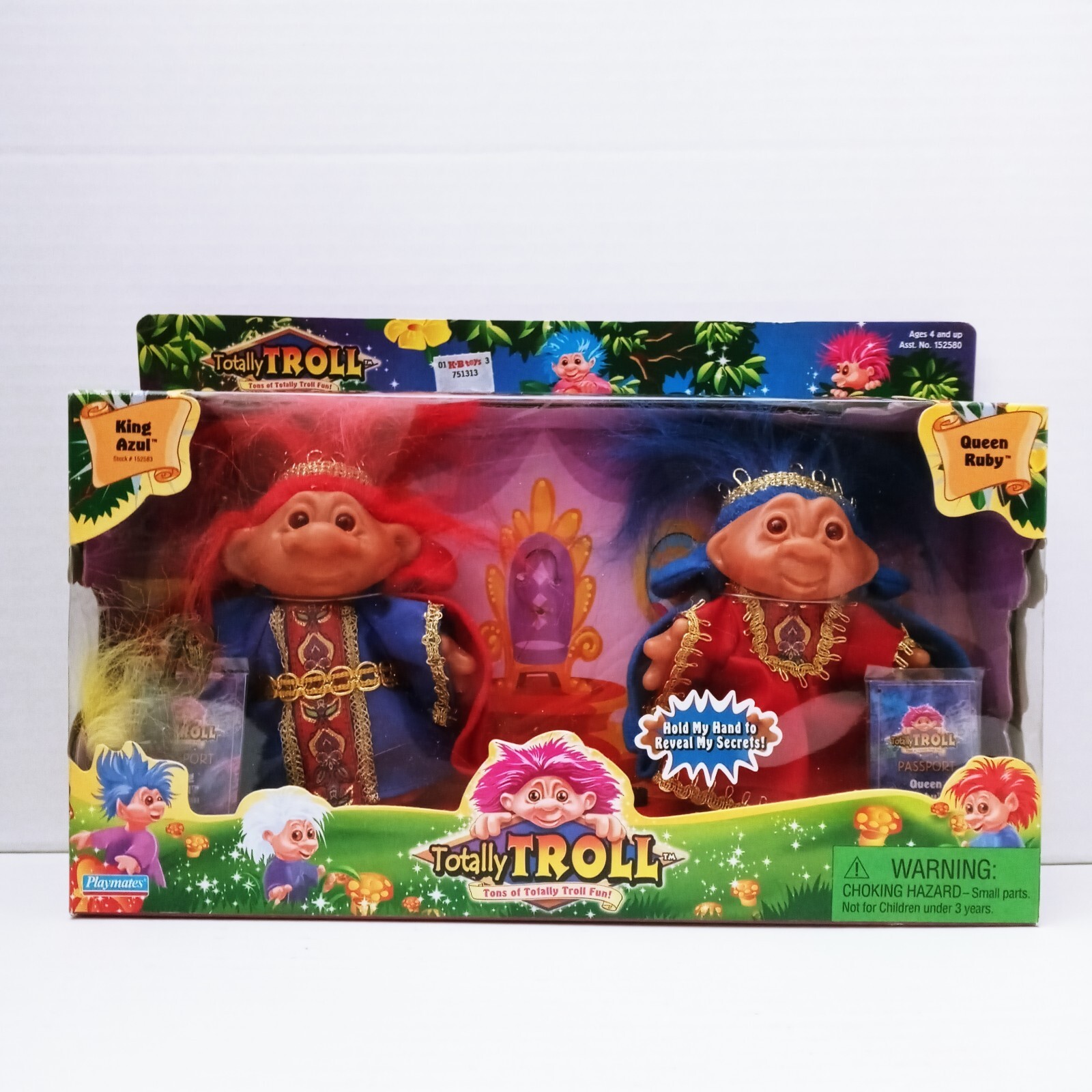 Totally Troll King Azul & Queen Ruby 2001 New in Package Vintage NOS Playmates