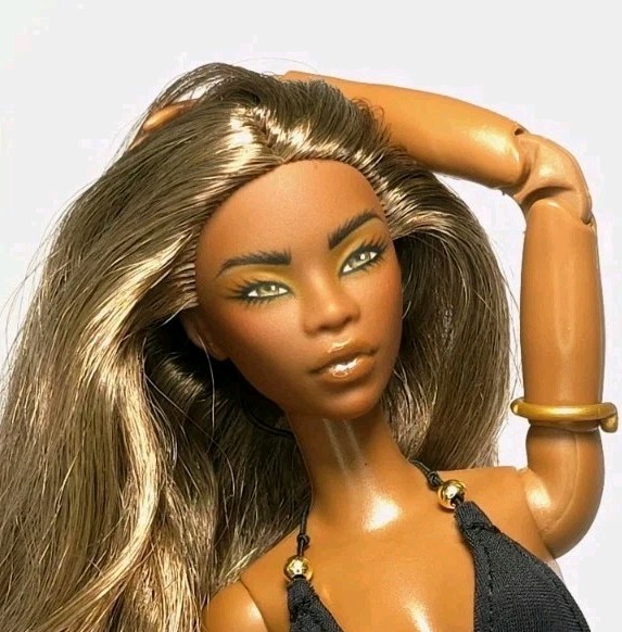 OOAK Custom Repaint Black African American Barbie Tamika facesculpt Made To Move