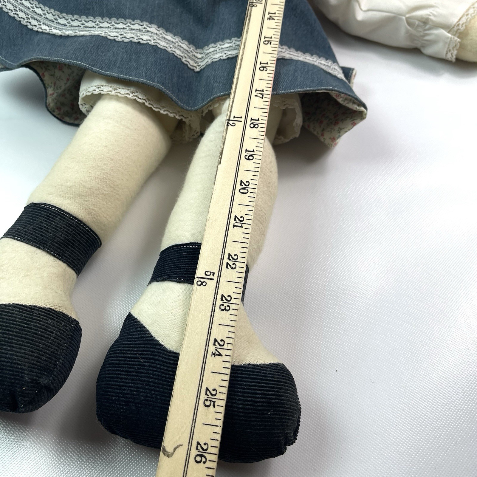 Handmade Rag Doll Signed Janeway 9-83 Waldport OR Floral Vintage Cloth Doll