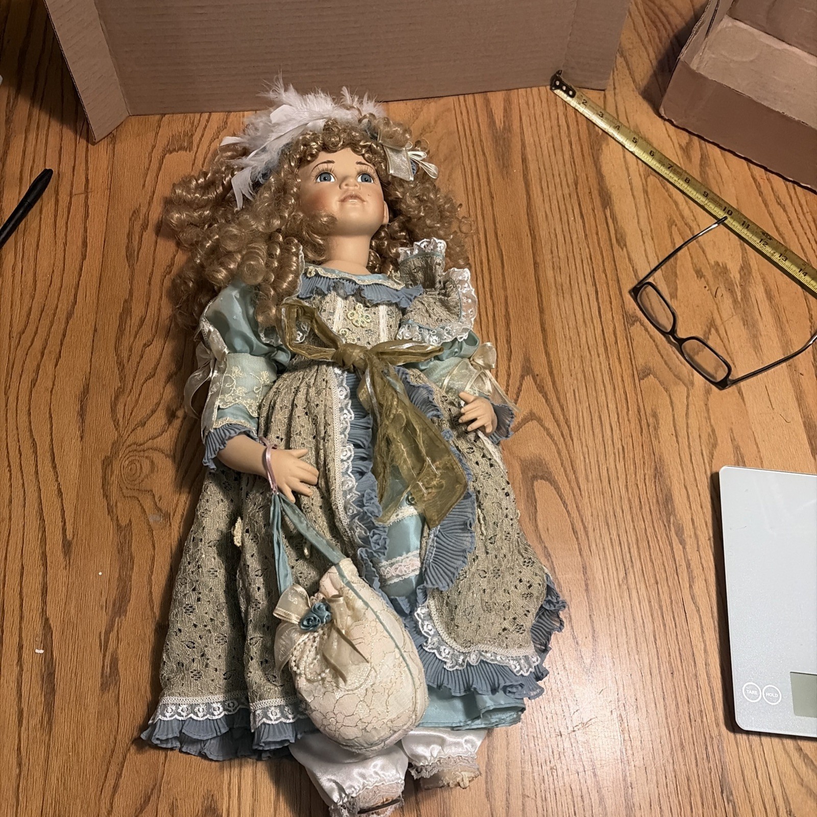 Vintage Seymour Mann Connoisseur Collection 24″ Porcelain Doll 1996 Blue Dress