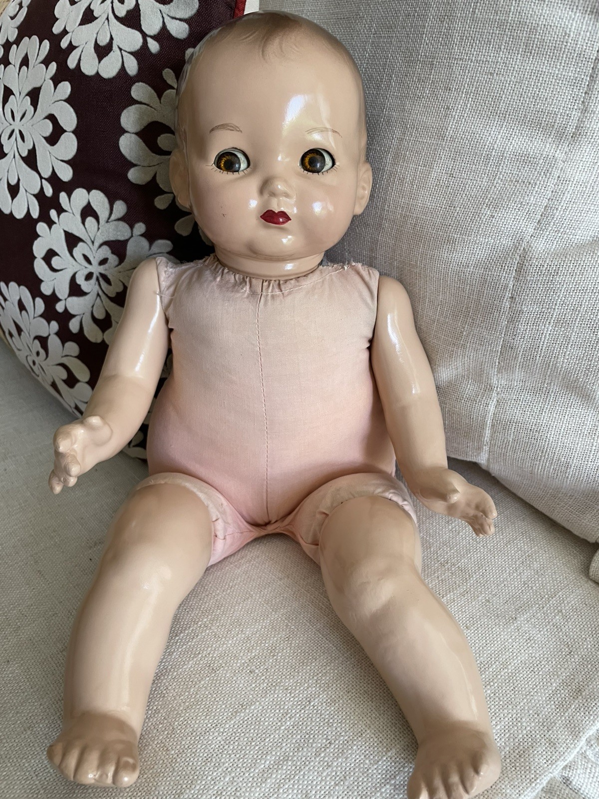 Depression Era Effanbee Composition Head Sleepy Eye Baby Doll, Cloth Body- 18”