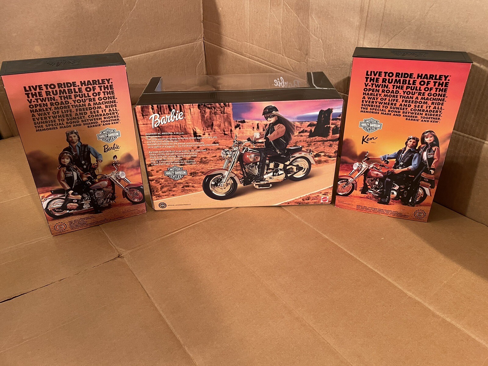 HARLEY-DAVIDSON BARBIE & KEN DOLL WITH HARLEY-DAVIDSON MOTORCYCLE 3 PIECE SET