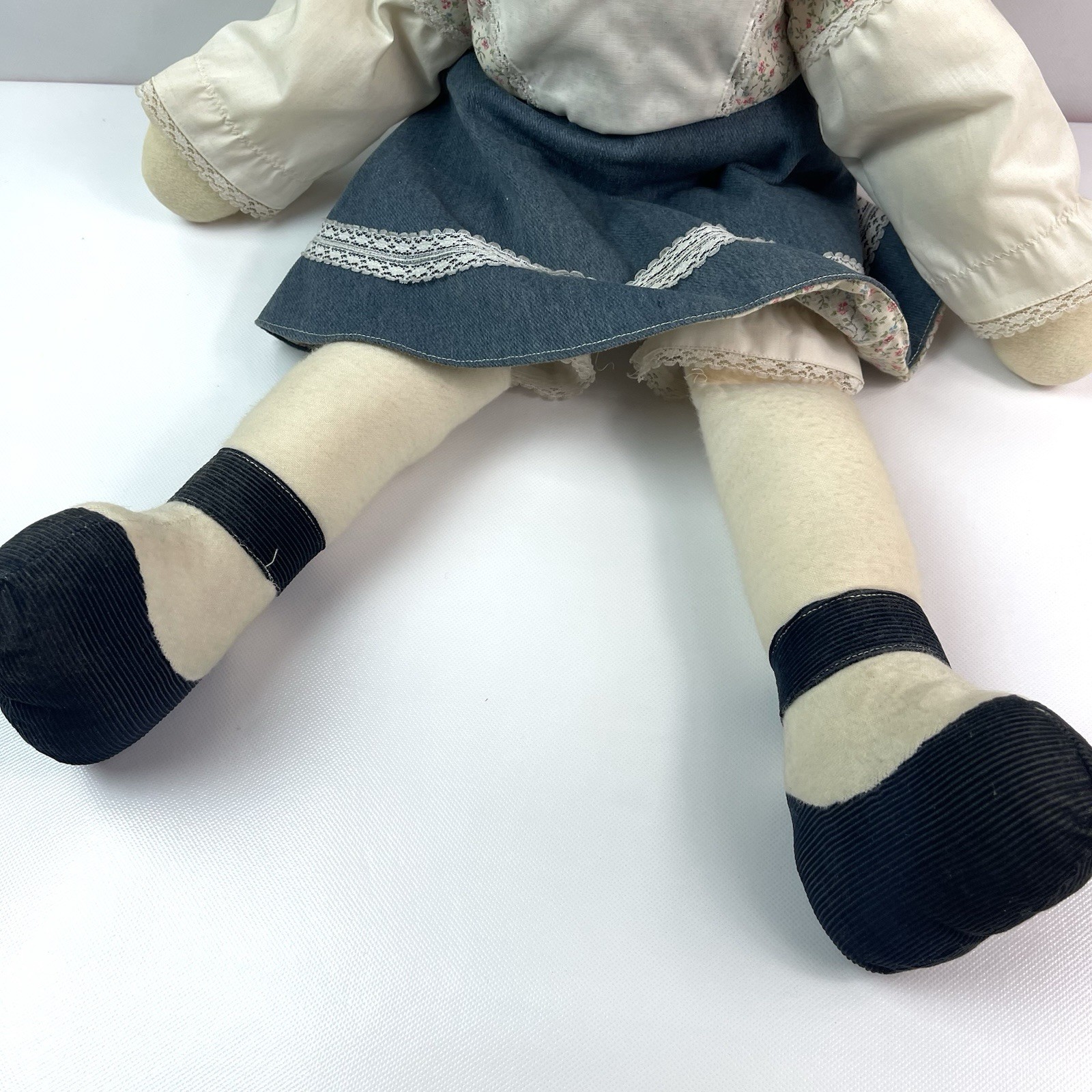 Handmade Rag Doll Signed Janeway 9-83 Waldport OR Floral Vintage Cloth Doll