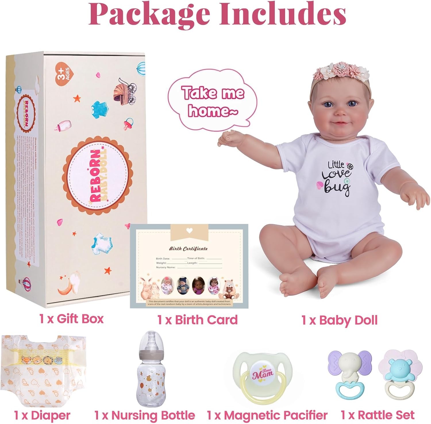 Lifelike Reborn-Baby Dolls 20 Inch Girl Realistic Newborn Babies Doll Open Eyes
