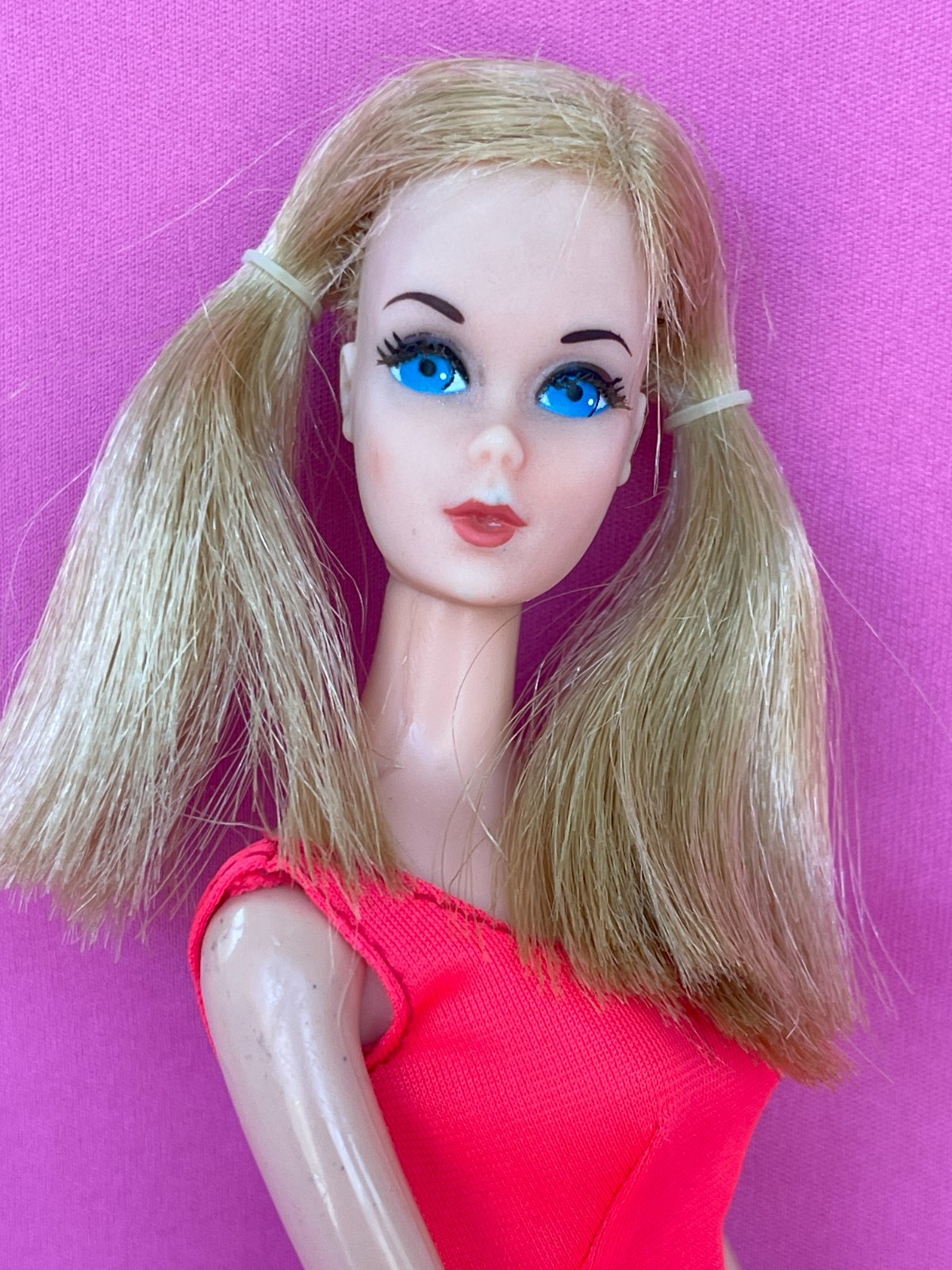 Vintage 1974 European Exclusive Funtime Barbie 7192 Rooted Lashes Swimsuit Korea