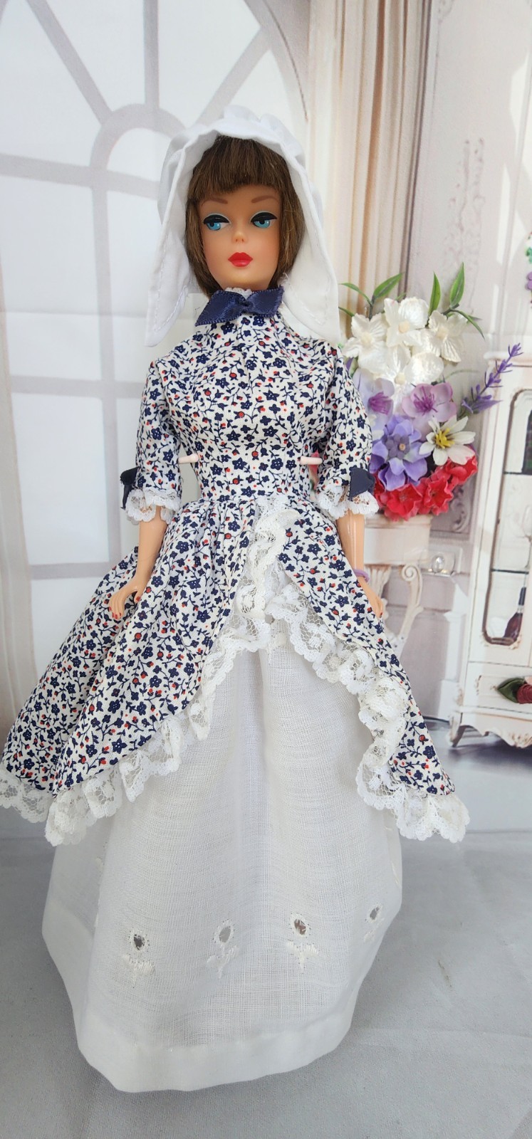 HANDMADE FOR BARBIE DOLL CLOTHES COLONIAL STYLE DRESS SET