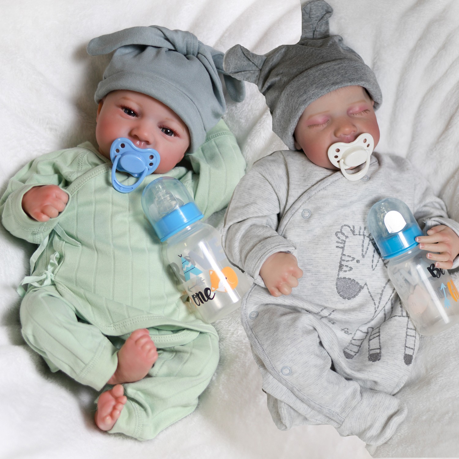 18″ Realistic Reborn Baby Dolls Lifelike Newborn Vinyl Silicone Twins Boy Doll