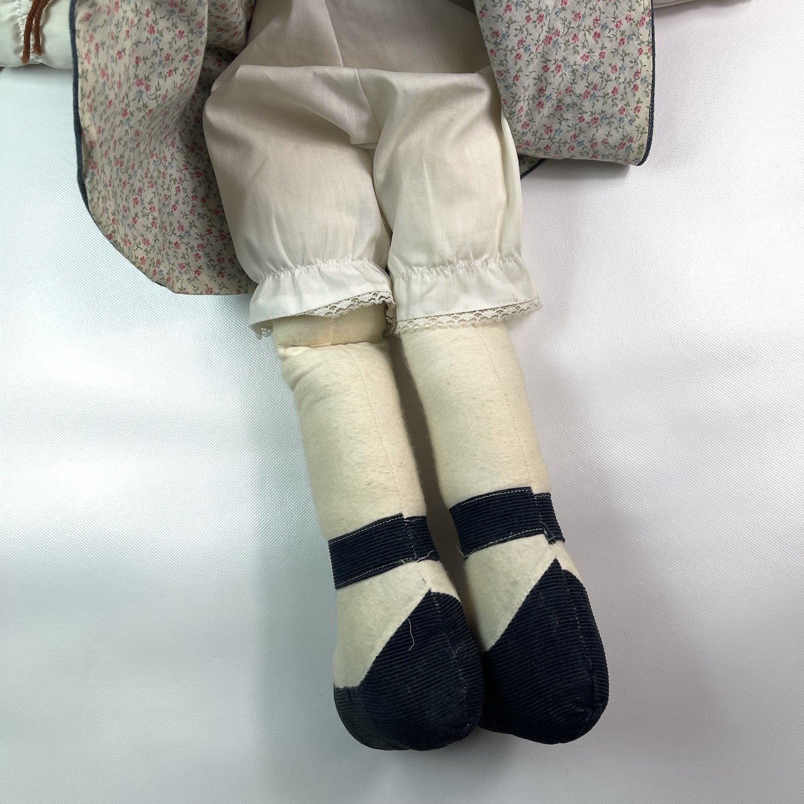 Handmade Rag Doll Signed Janeway 9-83 Waldport OR Floral Vintage Cloth Doll