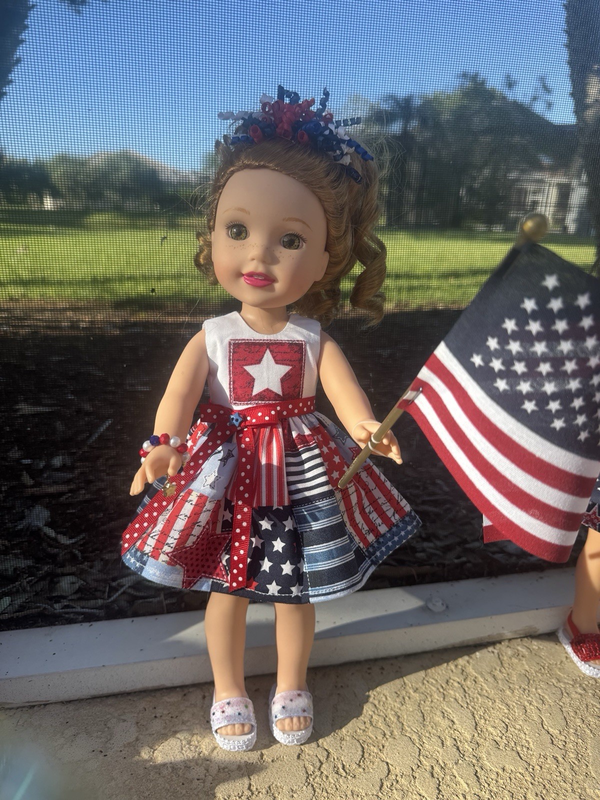 4th Of july 6pc Dress Outfit Fits AMERICAN GIRL AG SISTERS/ Wellie Wishers Doll