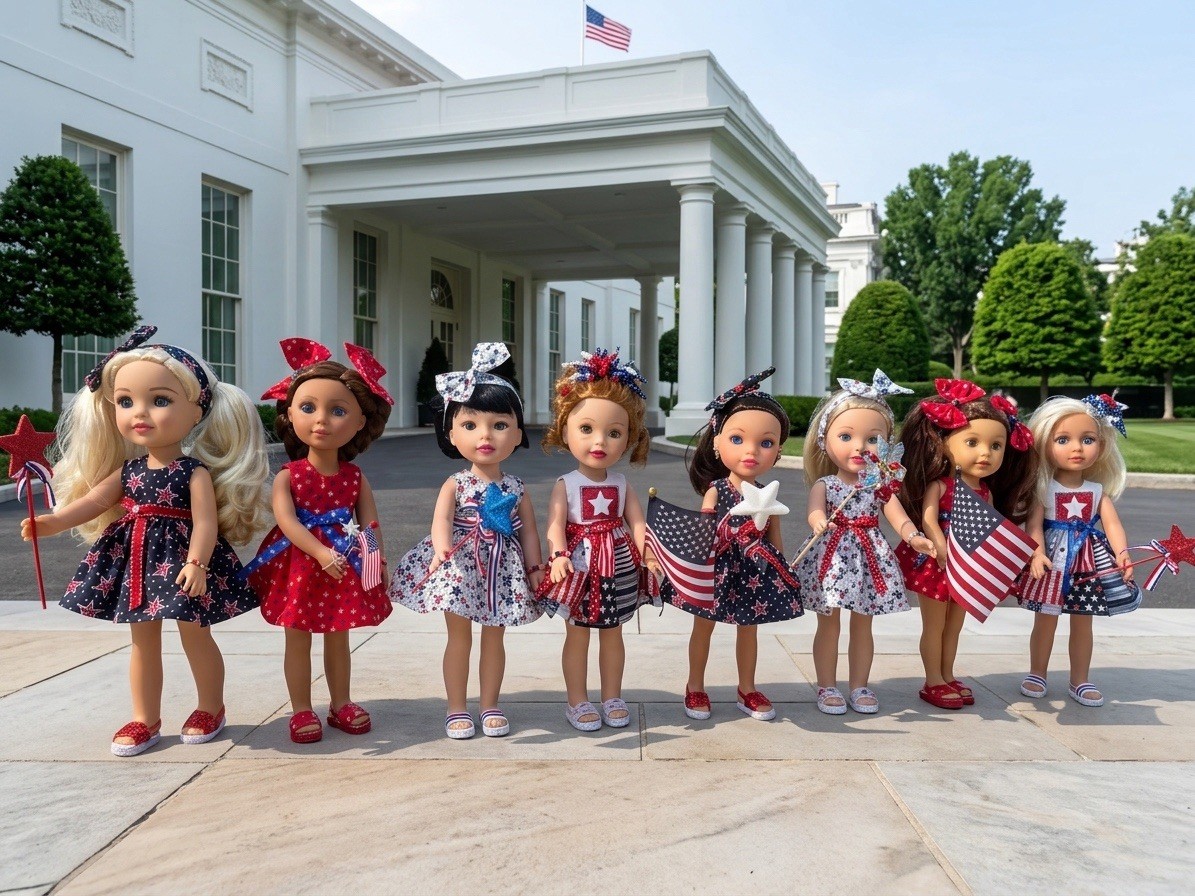 4th Of july 6pc Dress Outfit Fits AMERICAN GIRL AG SISTERS/ Wellie Wishers Doll