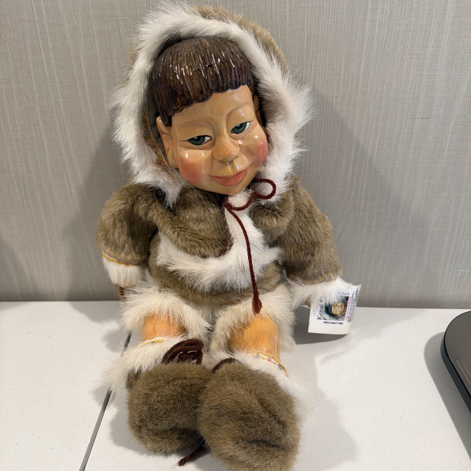 Vtg 02 Naber Kids Hand Carved Doll. Kenai #54 Signed And Numbered With COA LE