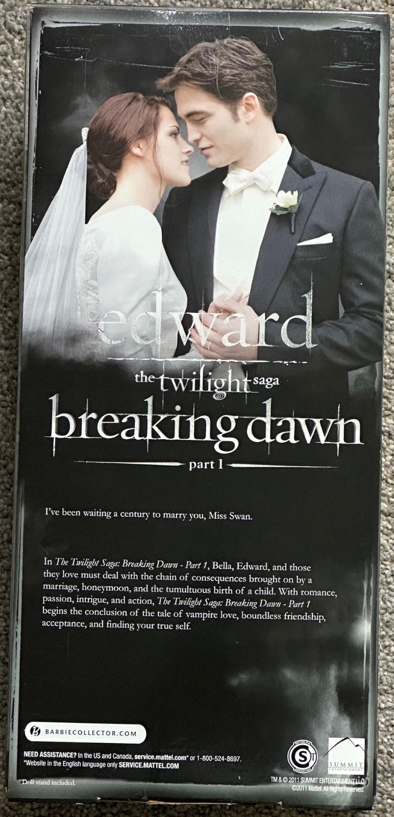 Barbie Pink Label Twilight Saga Breaking Dawn Edward Vampire Wedding Doll NEW