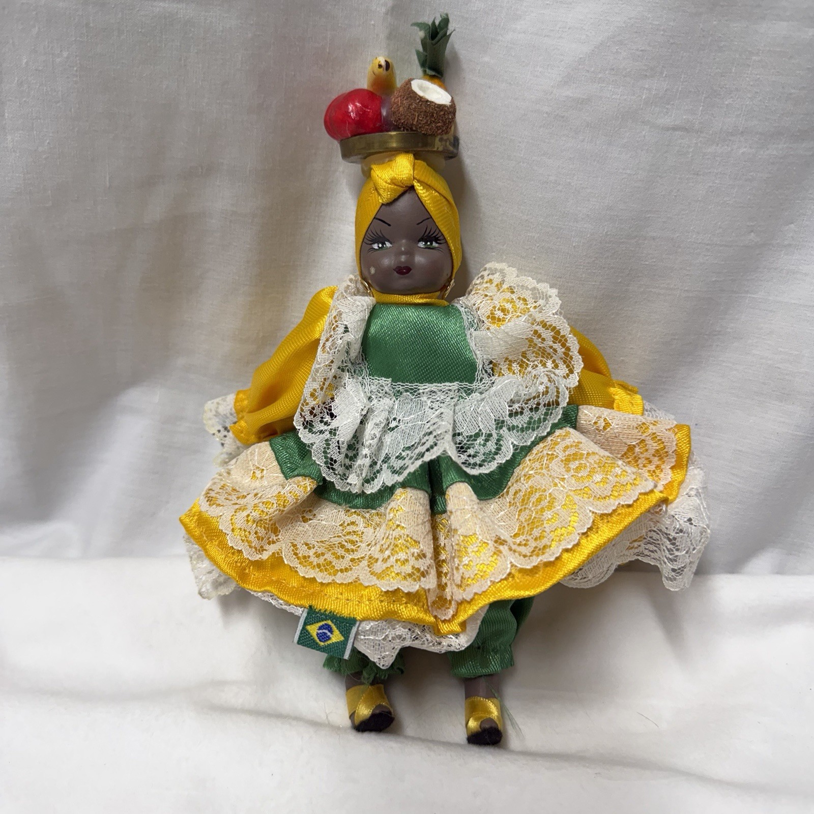 Brazilian Baiana Doll Bahia Fruit Seller AA Souvenir Folk Art Colorful Dress