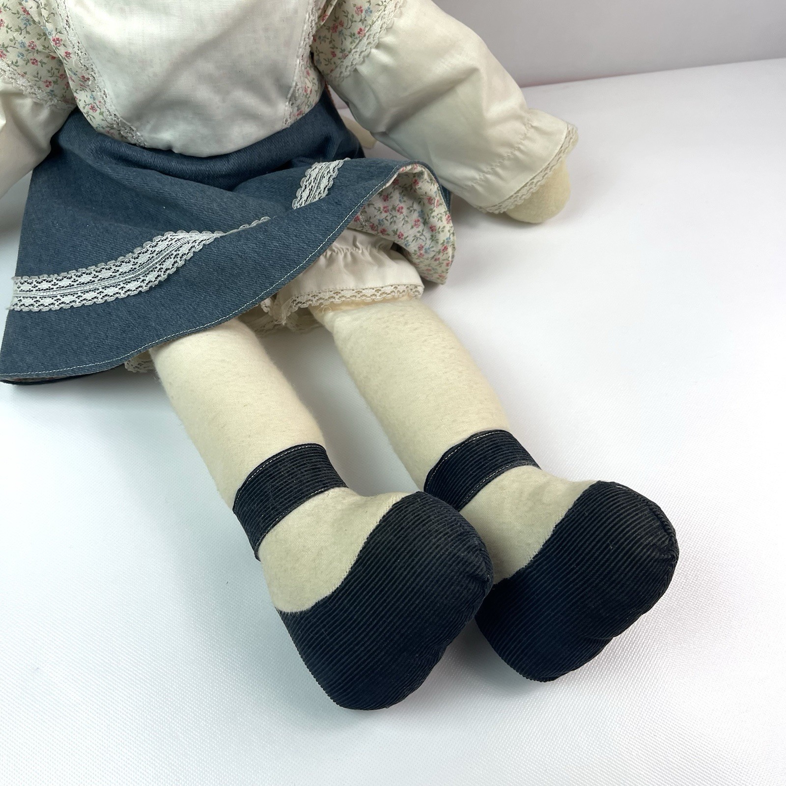 Handmade Rag Doll Signed Janeway 9-83 Waldport OR Floral Vintage Cloth Doll