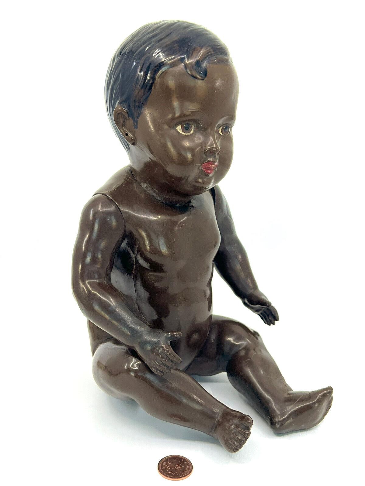 Schildkrot PH Celluloid Black Baby Doll 1920 Jointed 12.5in 32cm DRP Germany Vtg