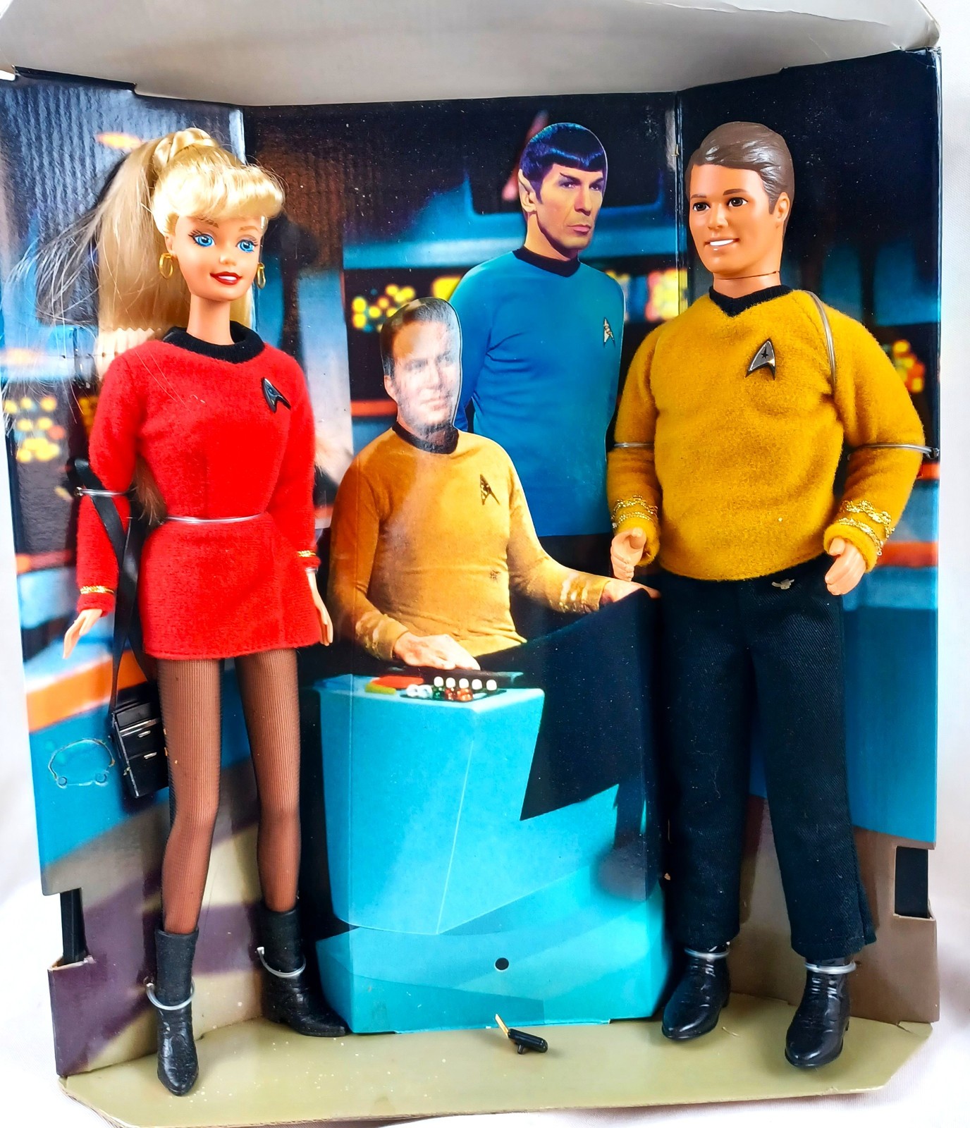 1996 Star Trek Bridge Diorama Barbie Ken Dolls 30th Anniversary Dolls Vintage