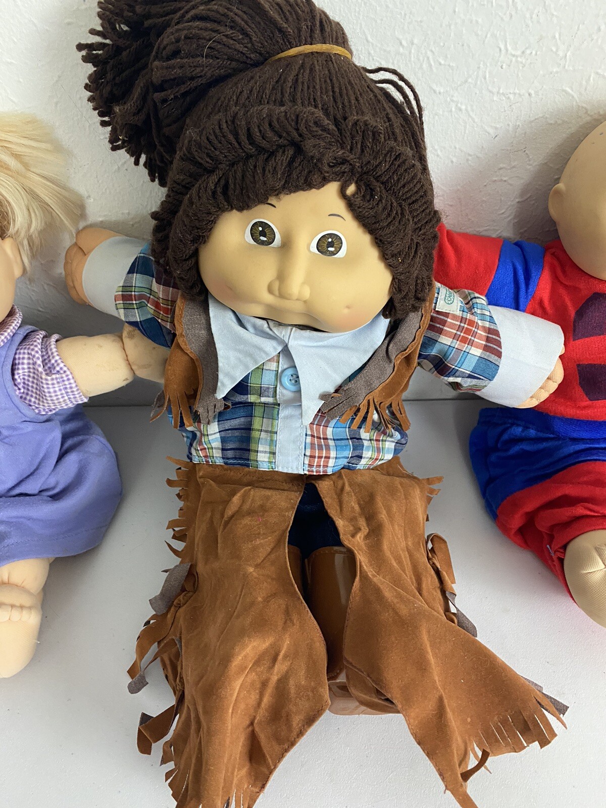3 Cabbage Patch Kids Dolls Cowboy Boots Clothes Diapers Blonde Brown Hair