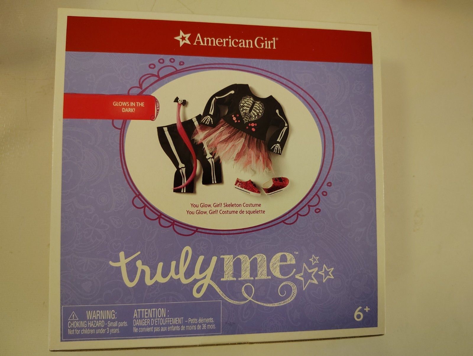 American Girl ~You Glow Girl Skeleton Costume ~Glows In The Dark ~ Halloween NIB