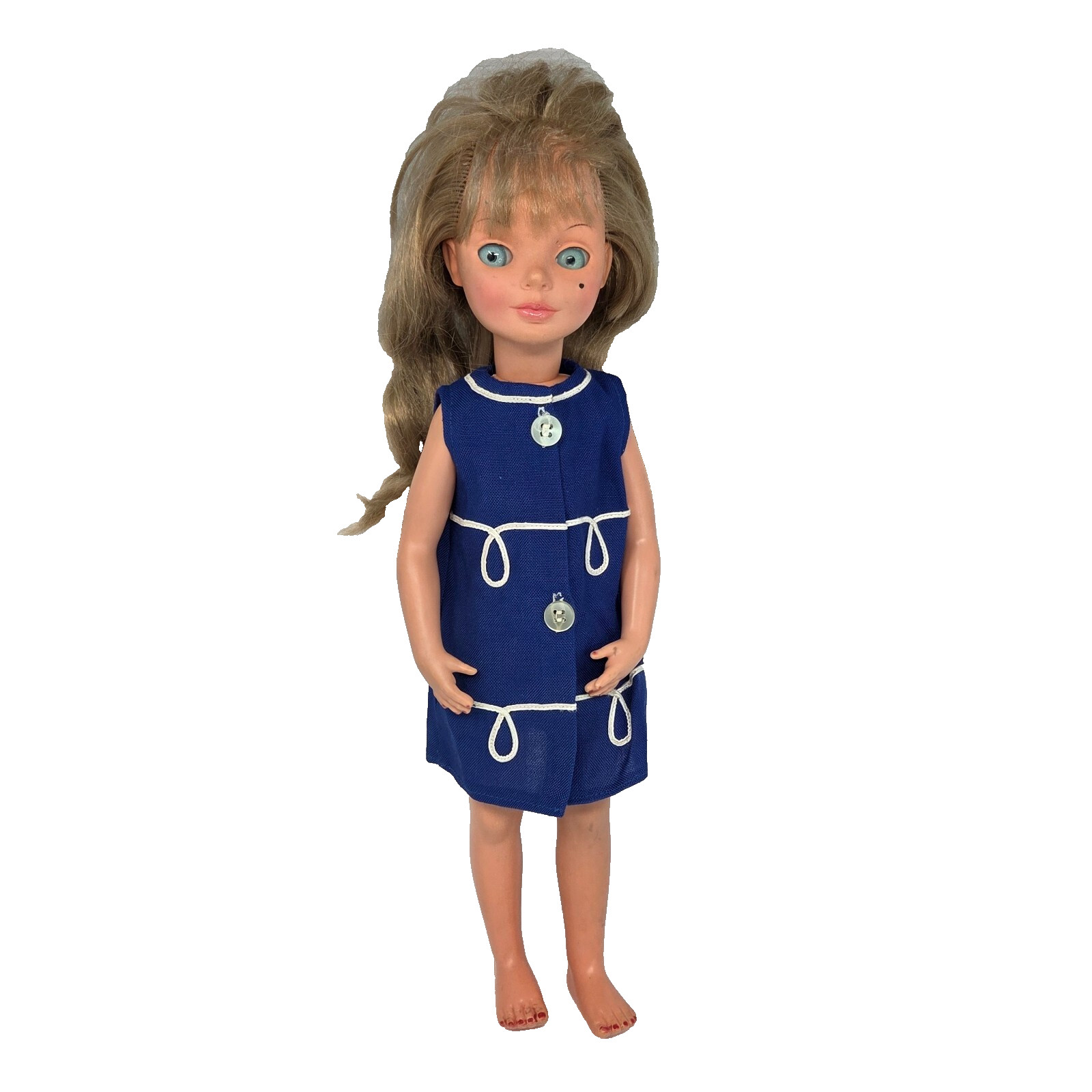 VINTAGE 1960’s FURGA ITALY ALTA MODA SIMONA GIRL BLONDE HAIR DOLL W/ BLUE DRESS