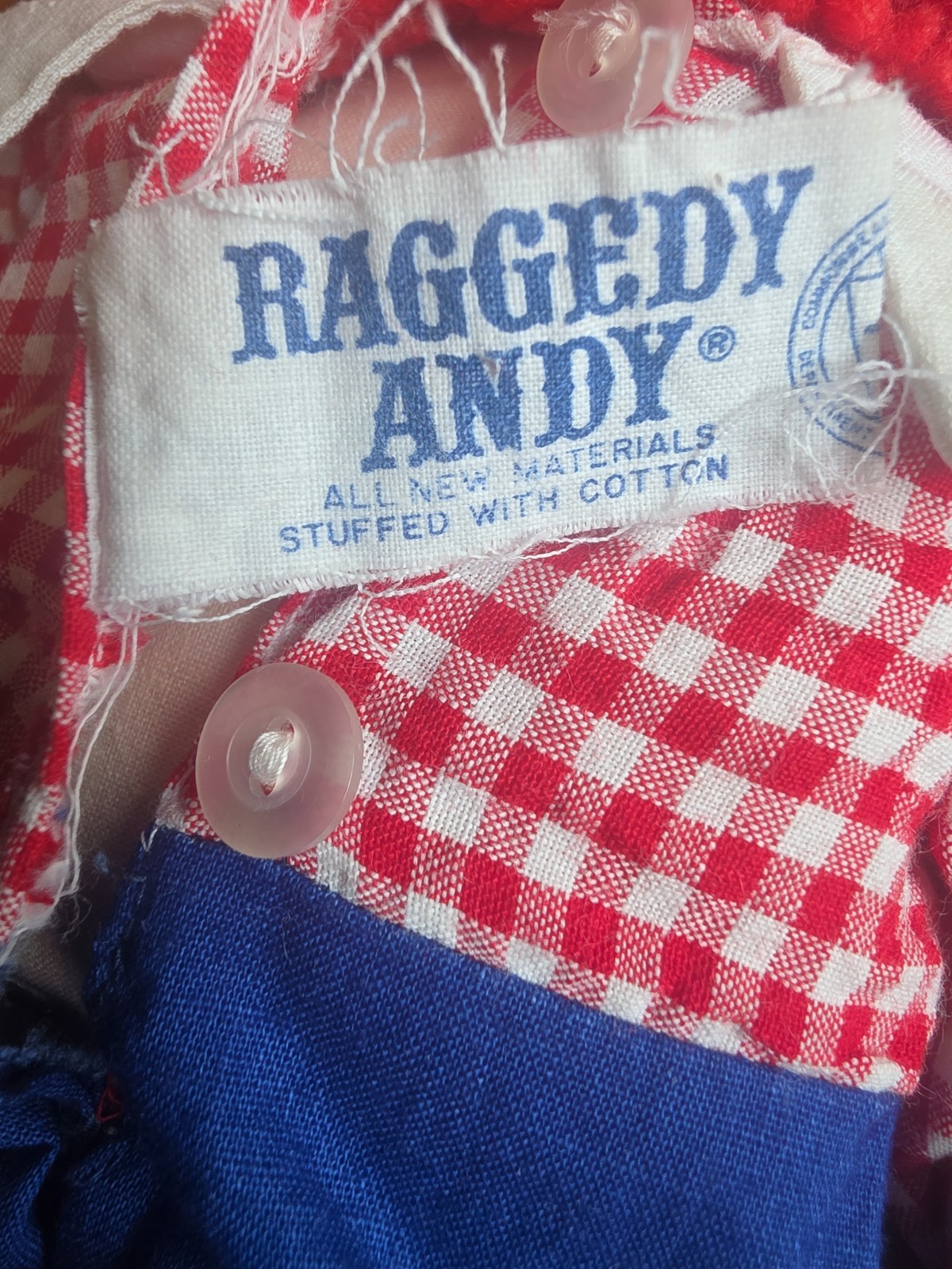 Vtg Raggedy Ann and Andy Knickerbocker Dolls 1960s Button eyes READ