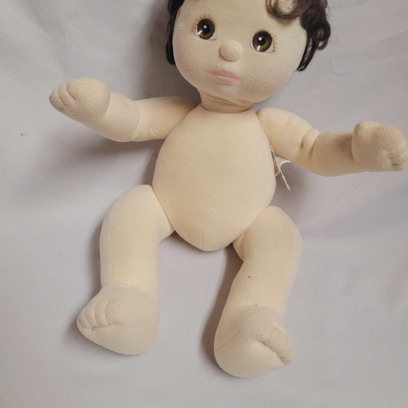 Sample? Signed Vintage 1985 Mattel My Child Plush Doll Boy Dark Hair Brown Eyes