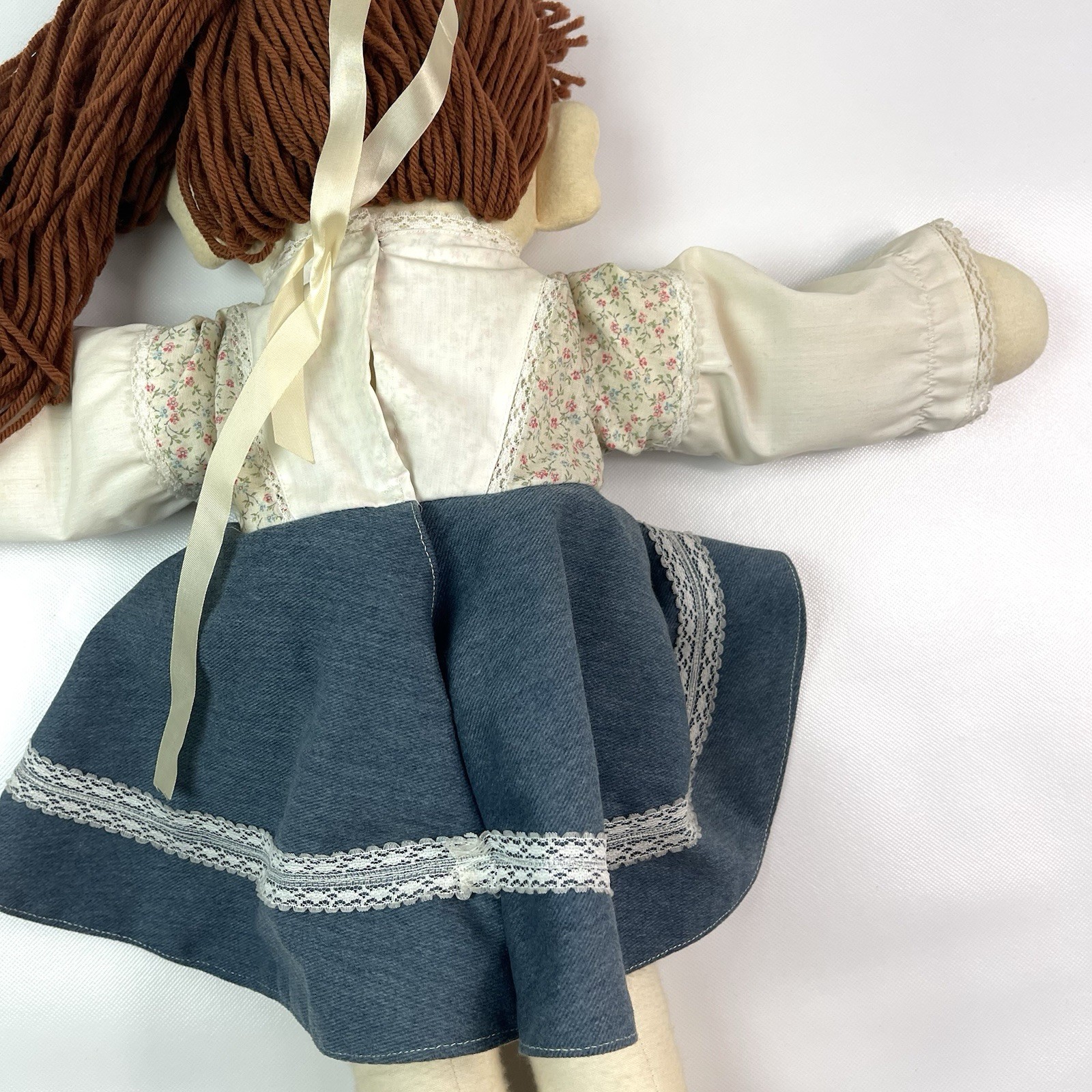 Handmade Rag Doll Signed Janeway 9-83 Waldport OR Floral Vintage Cloth Doll