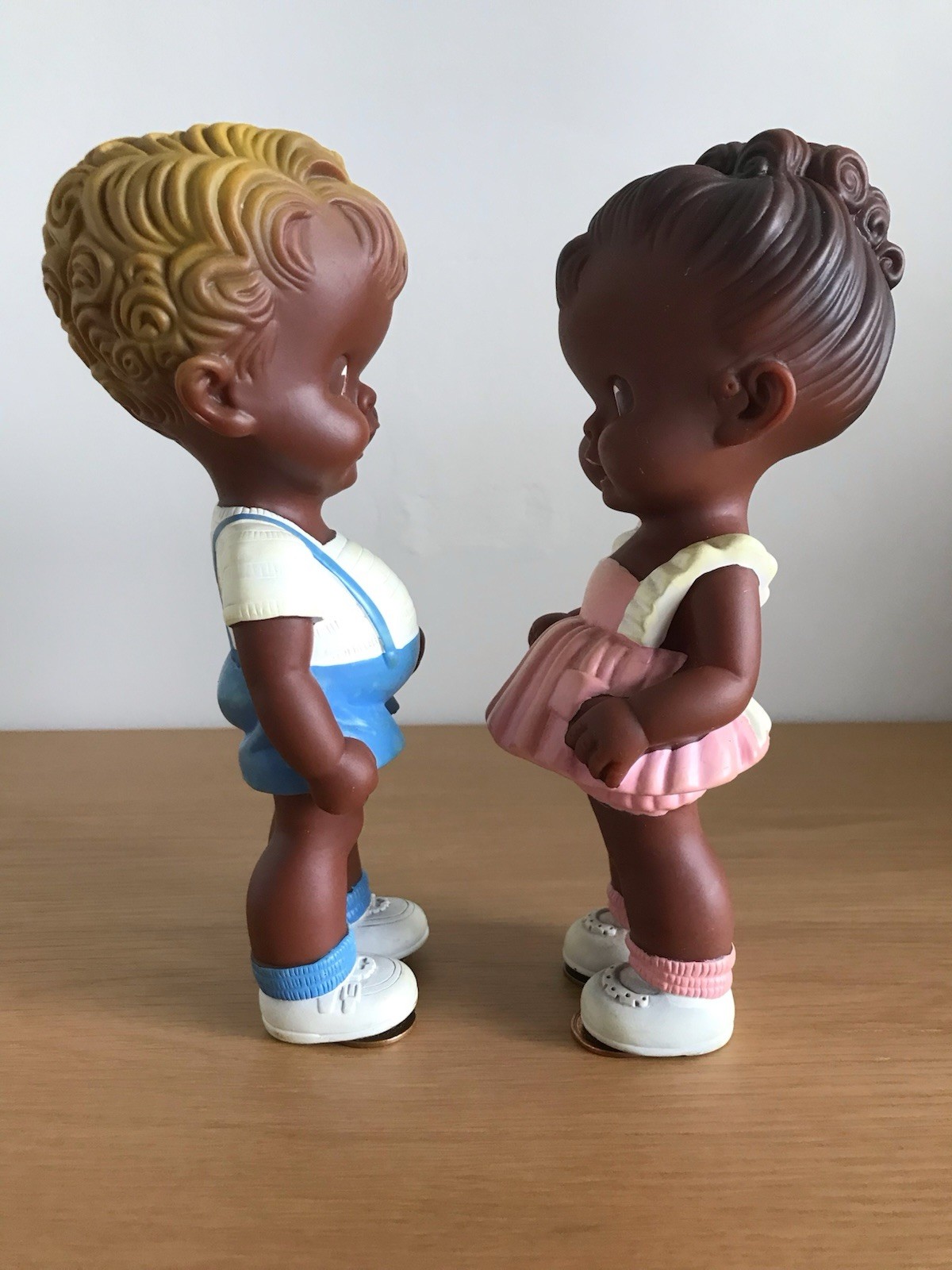Sun Rubber Dolls Ruth E. Newton Dark Skin Boy & Girl 8 inch. Very Rare Version,