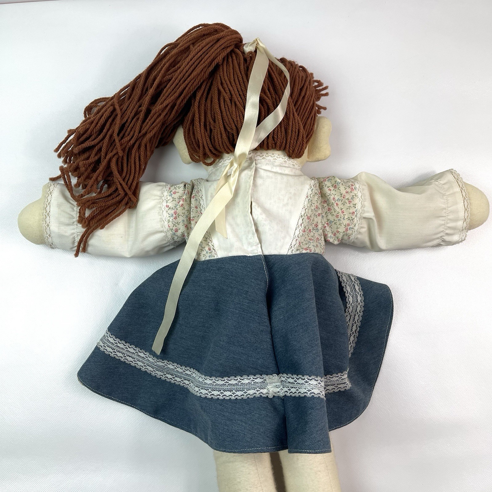 Handmade Rag Doll Signed Janeway 9-83 Waldport OR Floral Vintage Cloth Doll