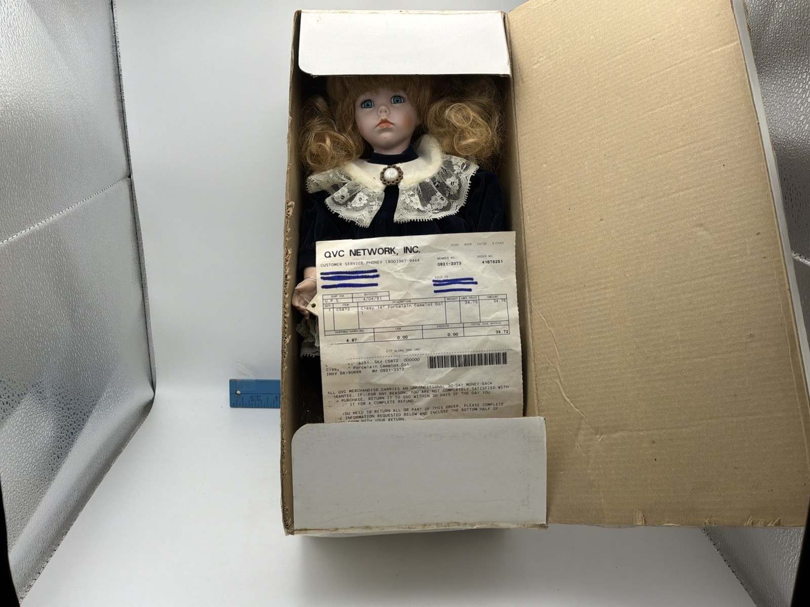 Camelot Porcelain Doll Cissy 14” QVC 1991 w Box Papers Vintage