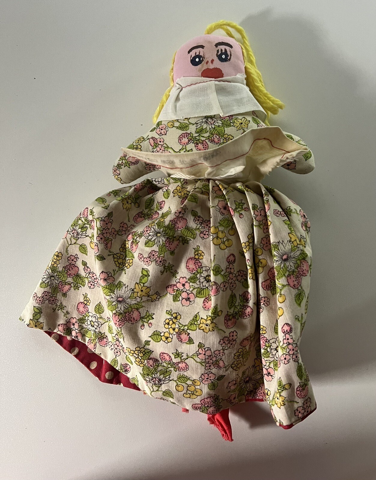 Vtg Topsy Turvy Cloth Doll 2 Sided African American & Caucasian Flip Dress Faces
