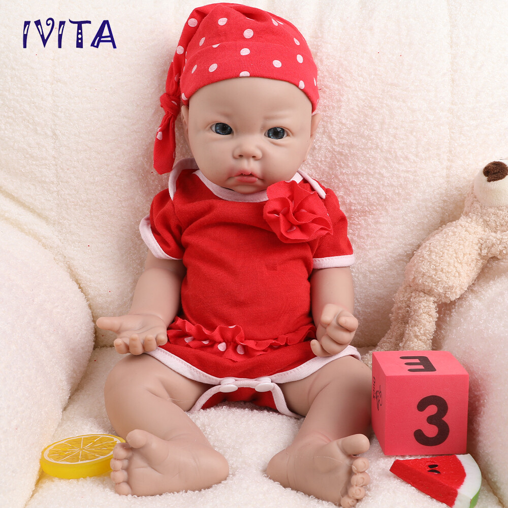 IVITA 17” Soft Silicone Reborn Baby Doll Realistic Girl Fullbody Silicone Doll
