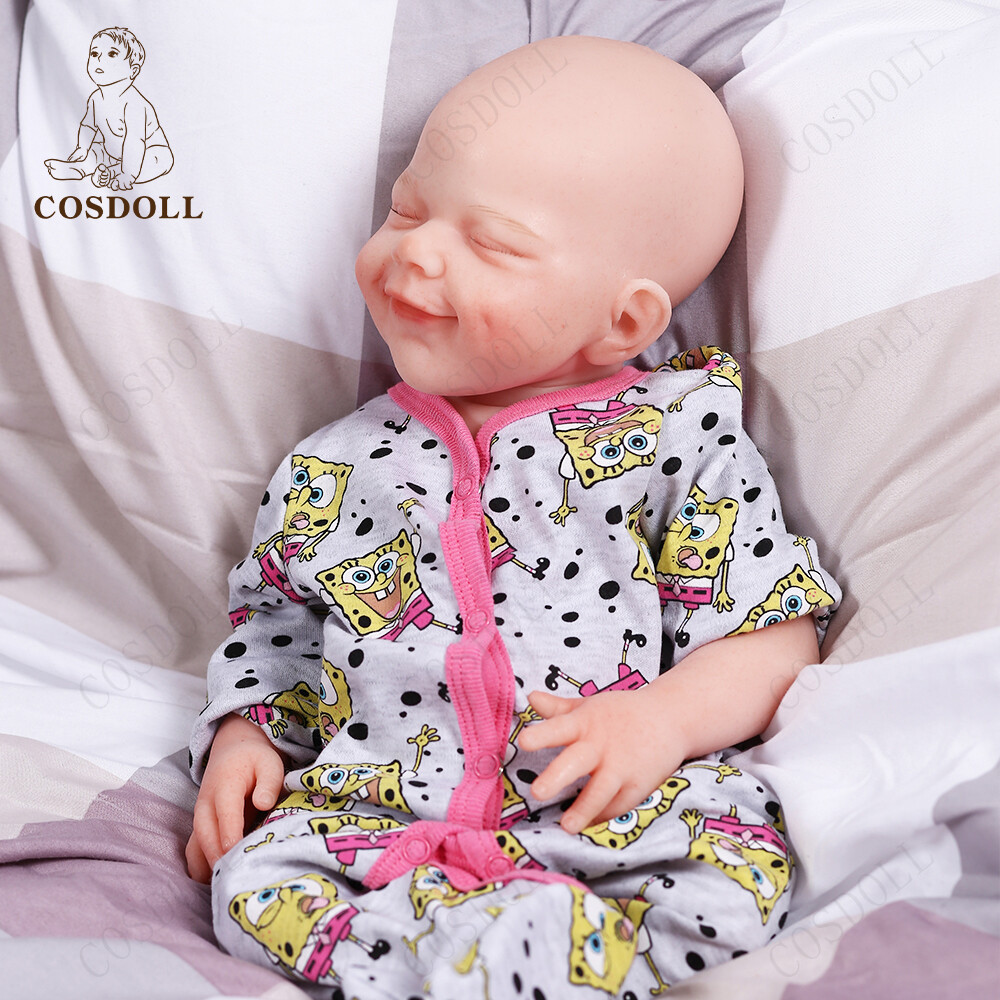COSDOLL 18.5″ Drink-wet System Smiley Girl Reborn Baby Dolls Full Silicone Dolls