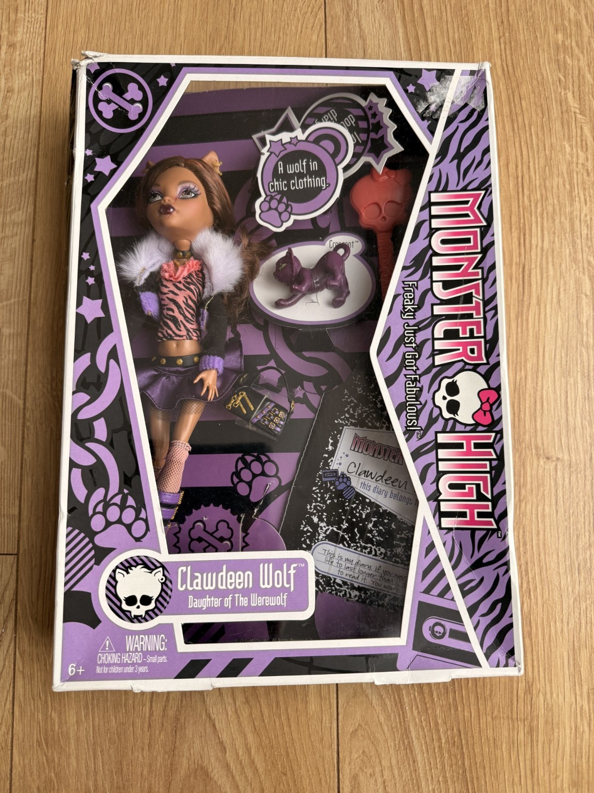 Monster High Clawdeen Wolf Doll Pet & Diary 2009 Original Costume Human Hands