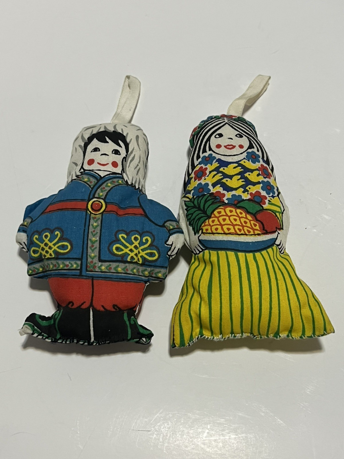 Pair Of Dolls from Around the World 5.5 Inches Stuffed Printed Fabric