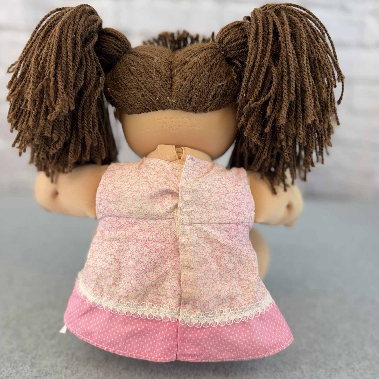 2004 Cabbage Patch Kids Play Along Brunette Pigtail Doll Pink Dress 16”