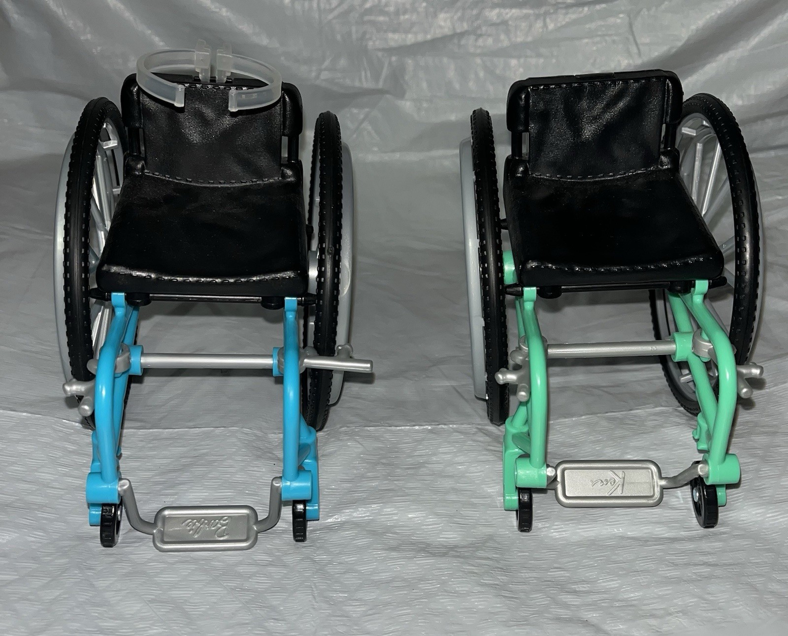 Lot Of 2 Barbie (Blue) And Ken (Green – Missing Stand) Doll Wheelchairs