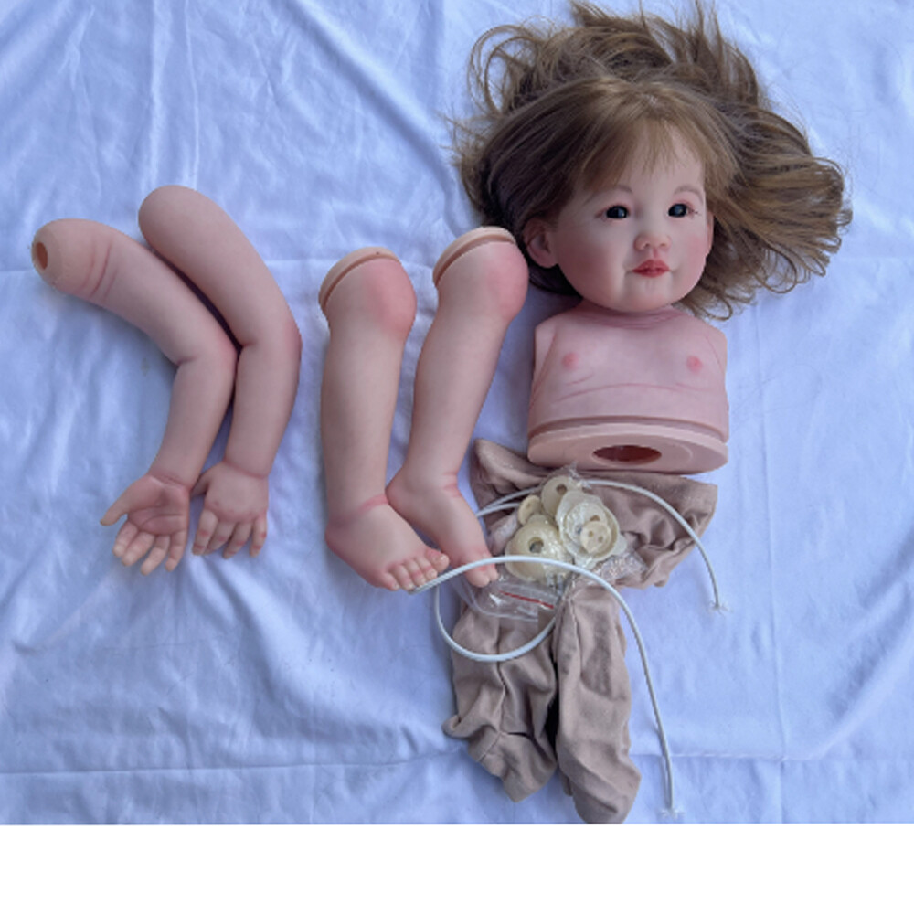 Unfinished Reborn Doll Kit 30″ Painted Unassembled Toddler Girl Long Yellow Hair