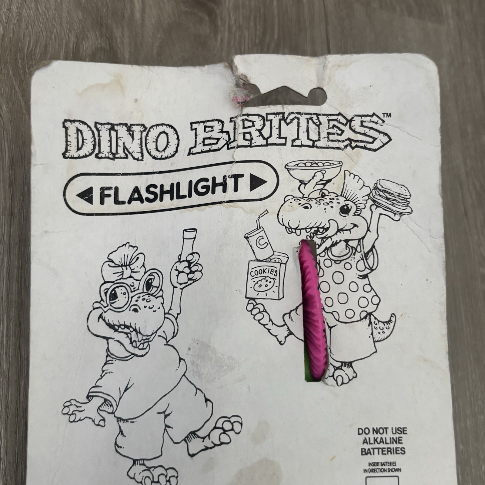 Vintage Dino Brites Flashlight Dinosaur Green Pink Hair 1992