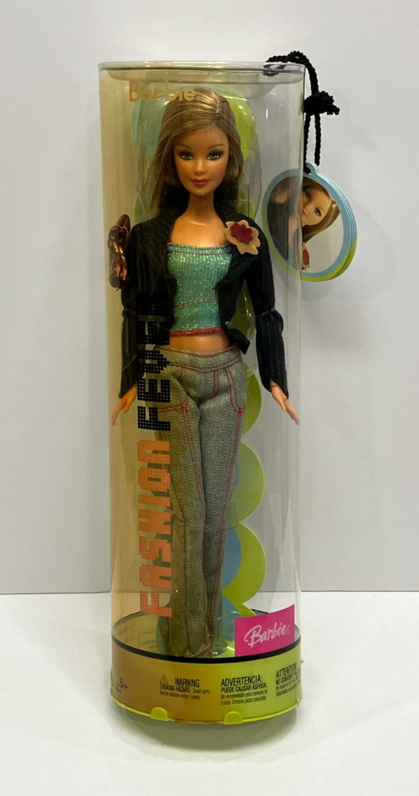 2004 Fashion Fever 12″ Barbie Doll Blue Sparkle Top Jeans Pinstripe Blazer H0661
