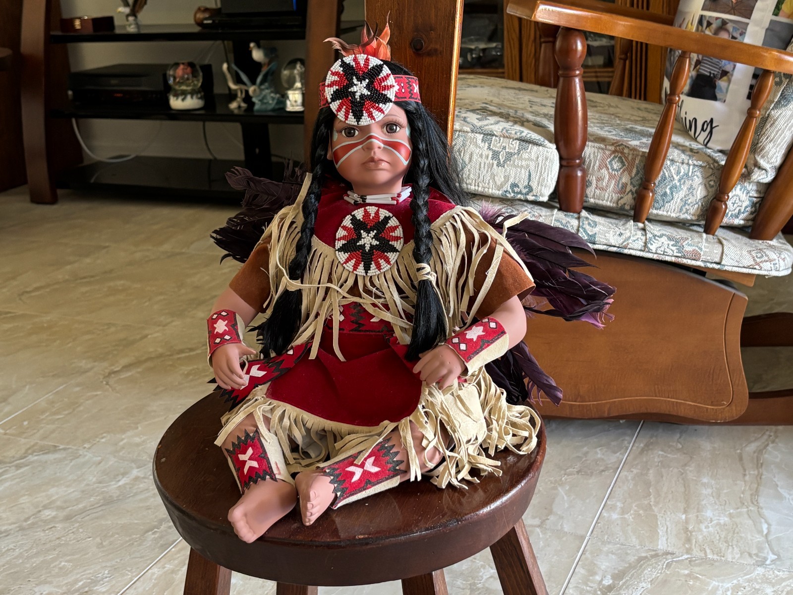 Timeless Collection Native American Doll Fine Bisque Porcelain
