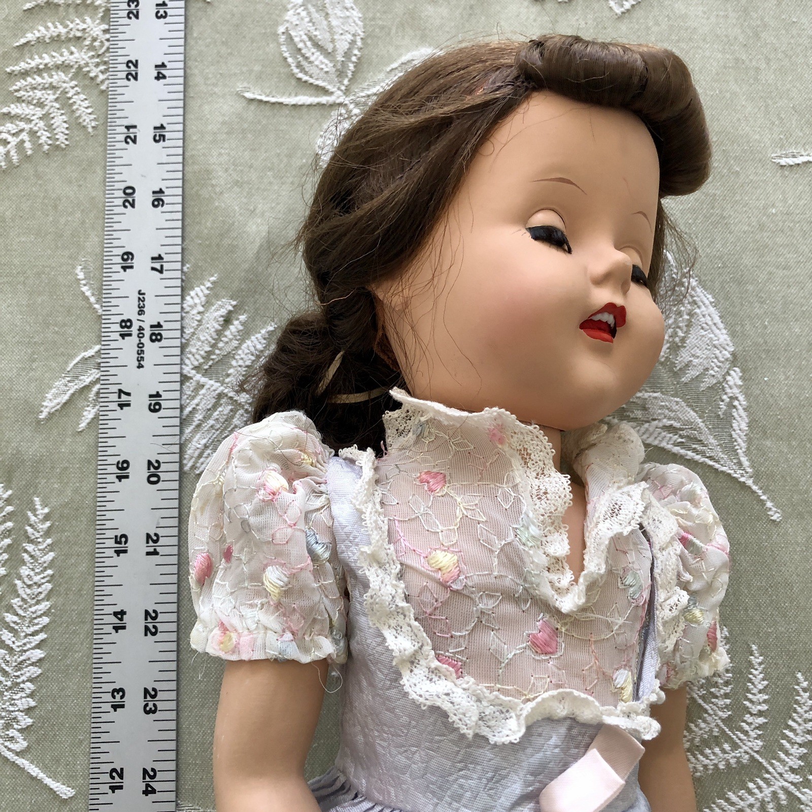 Vintage 20” Hard Plastic Walker Doll Sleepy Eyes Open Mouth Teeth Marked 210