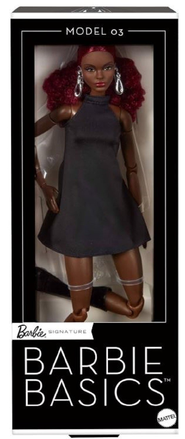 2025 Barbie Basics Model 03 Red Curly Hair Black Mini Dress JBH75 IN STOCK NOW!!
