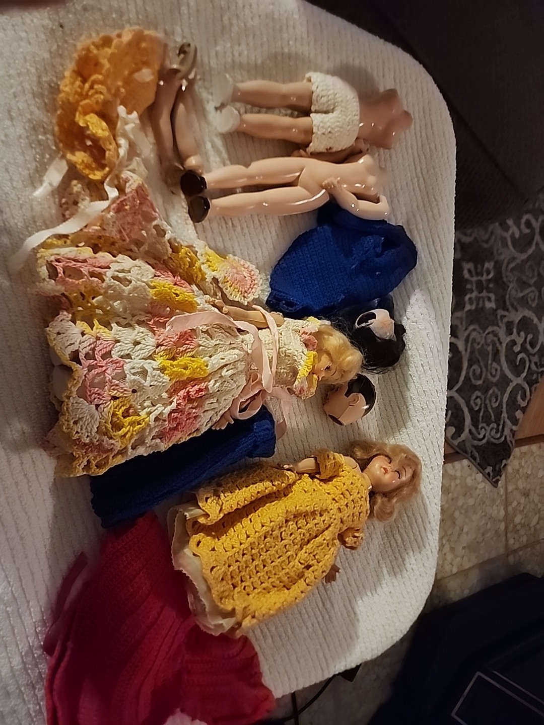 Vintage Estate Find Lot of 4 Dolls Plastic & Composition Repair or parts as Is
