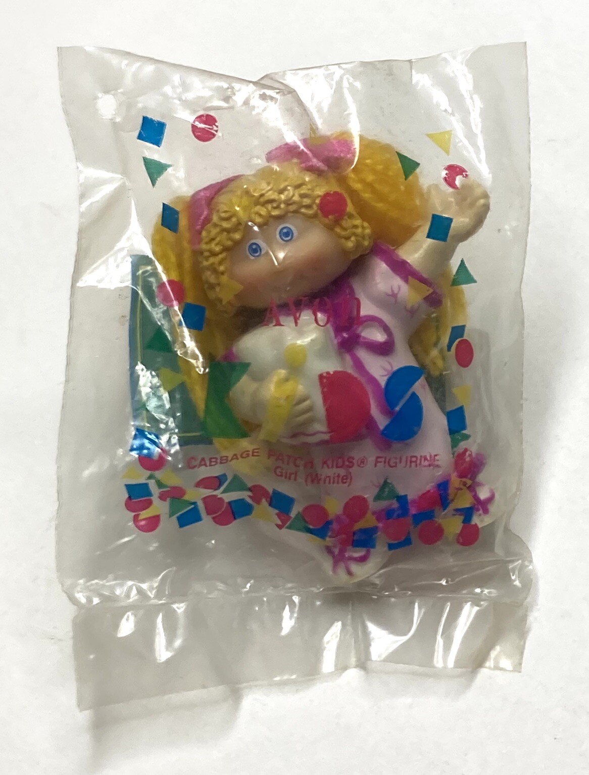 Avon Cabbage Patch Doll Mini Figure New Old Stock Girl Blonde Pigtails Pink Bow