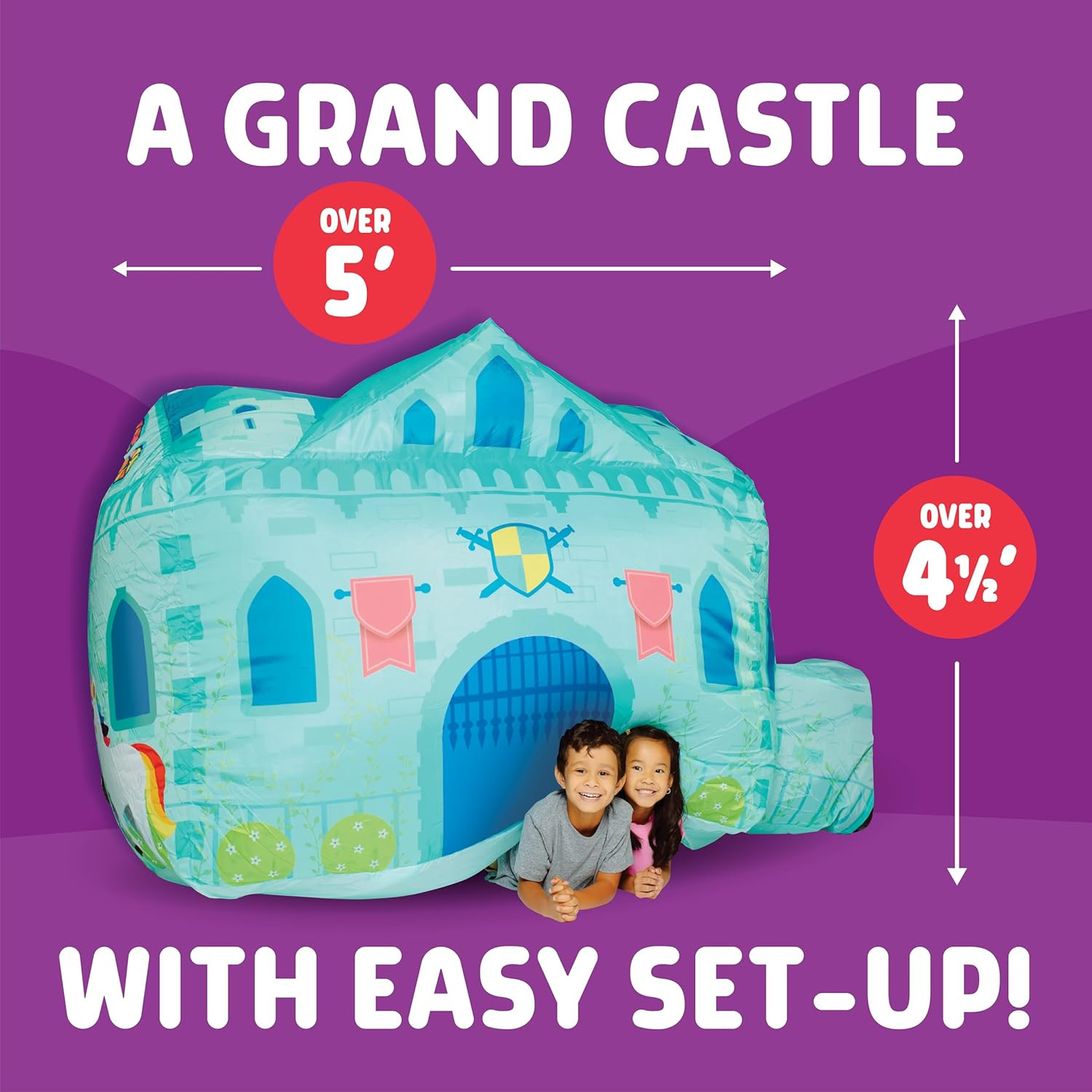 Inflatable Air Castle Play Tent – 4.5 Ft Tall Indoor Inflatable Castle, No Poles